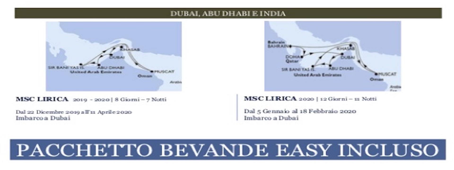 Emirati Arabi e India con MSC LIRICA